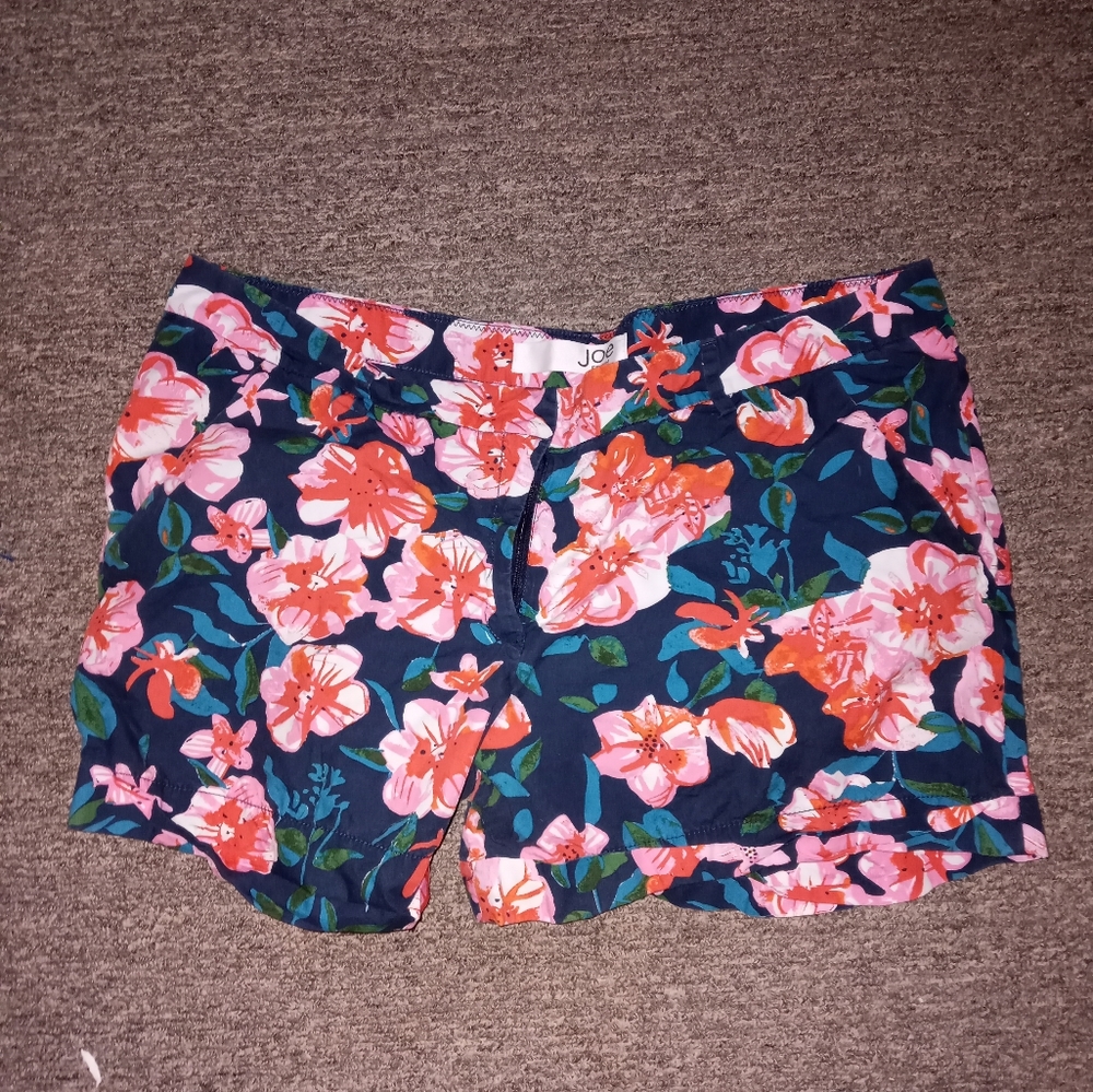 Joe fresh tropical floral print cotton shorts plus size 16 colorful